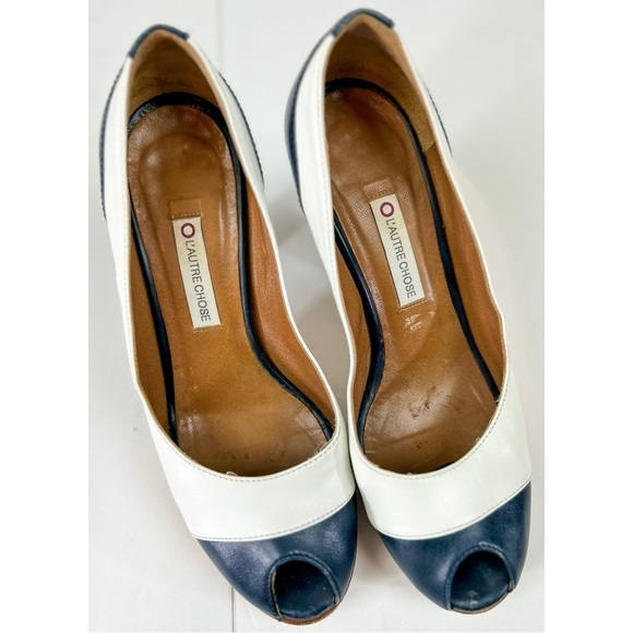 L'Autre Chose Peep Toe Wooden Heel Shoes, size 6.5 US / 37 EU - Picture 3 of 10